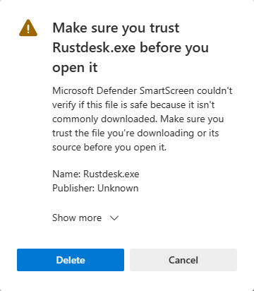Download warning